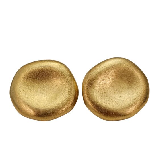 Unbranded Jewelry - Matte Gold Tone Round Hammered Disc Post Earrings L405